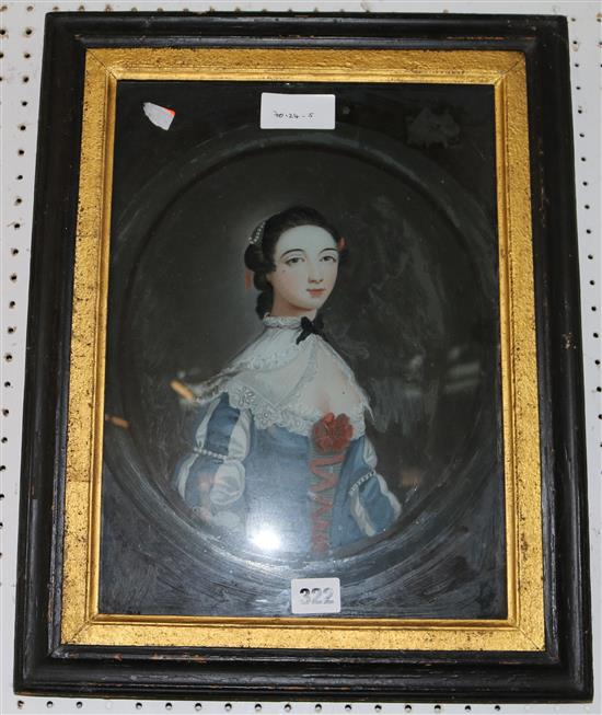 Reverse painted portrait